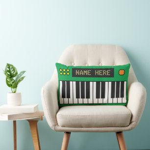 Personalized Cool Green Keyboard Music Lumbar Cushion