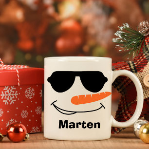 Personalized Cool Sunglasses Snowman Coffee Mug