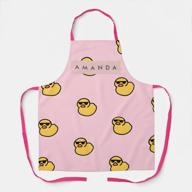 Personalized Cool Yellow Rubber Duck Pattern Apron (Front)