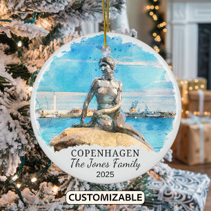 Personalized Copenhagen Ornament, Denmark Gift Ceramic Tree Decoration