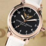 Personalized copule names initials and monogram  watch<br><div class="desc">Personalized with his & her initials and date, this custom watch is a sweet anniversary gift to celebrate a milestone occasion for a couple. It makes a meaningful gift for a special day. Personalized Watch Wedding Gift for Groom, Watch For Groom, Anniversary Gift for Men, Groom Gift From Bride, Gift...</div>