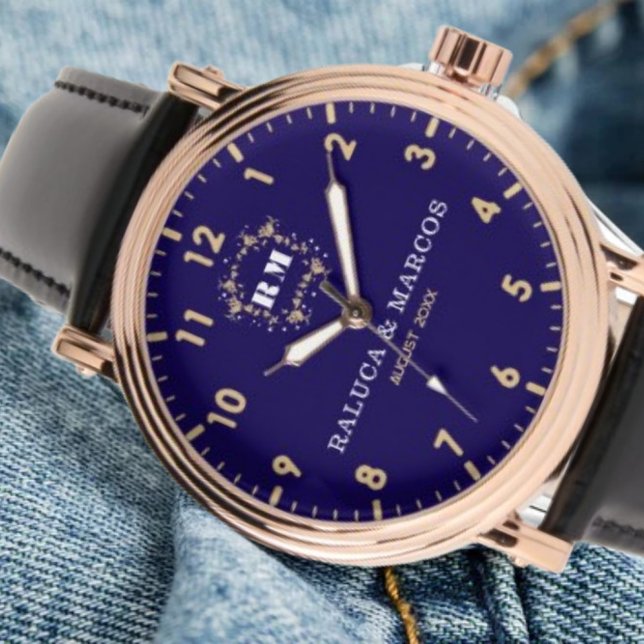 Personalized copule names minimal blue navy watch (Creator Uploaded)