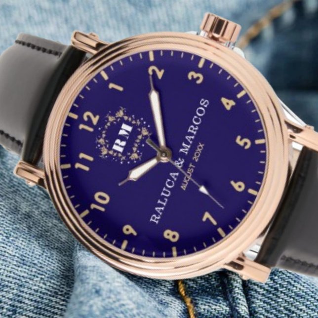 Personalized copule names minimal blue navy watch (Creator Uploaded)