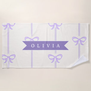 Personalized Coquette Bow Name Girly Aesthetic Beach Towel