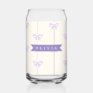Personalized Coquette Bow Name Girly Aesthetic Can Glass