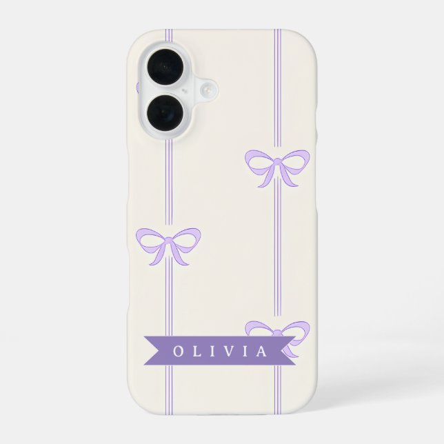 Personalized Coquette Bow Name Girly Aesthetic iPhone 16 Case (Back)