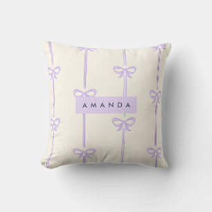 Personalized Coquette Pastel Lavender Bow Ribbon  Cushion