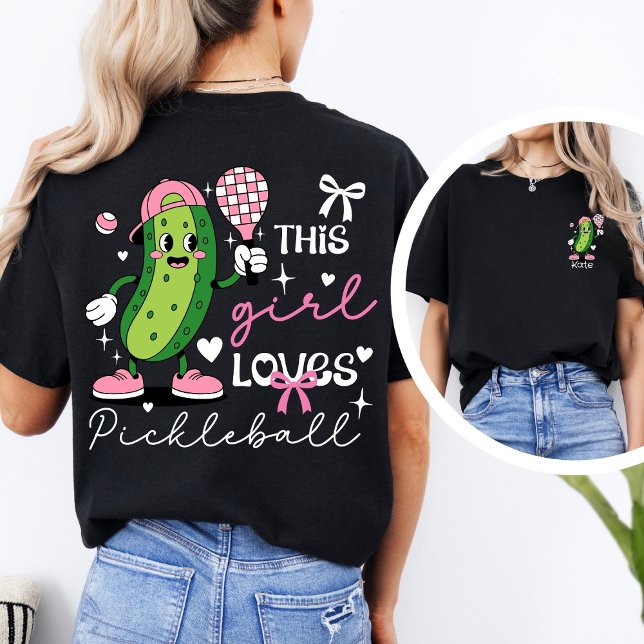 Personalized Coquette Pickleball Girl Cute Pickle T-Shirt (Creator Uploaded)