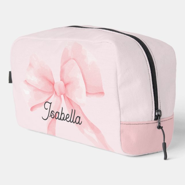 Personalized Coquette Pink Bow Girl Dopp Kit (Right Corner)