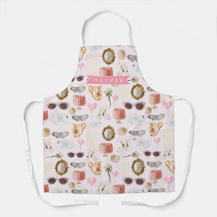 Personalized Coquette Pink Vintage Feminine Apron