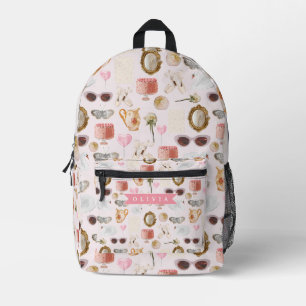 Personalized Coquette Pink Vintage Feminine Printed Backpack