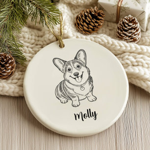 Personalized Corgi Dog Christmas Ceramic Tree Decoration