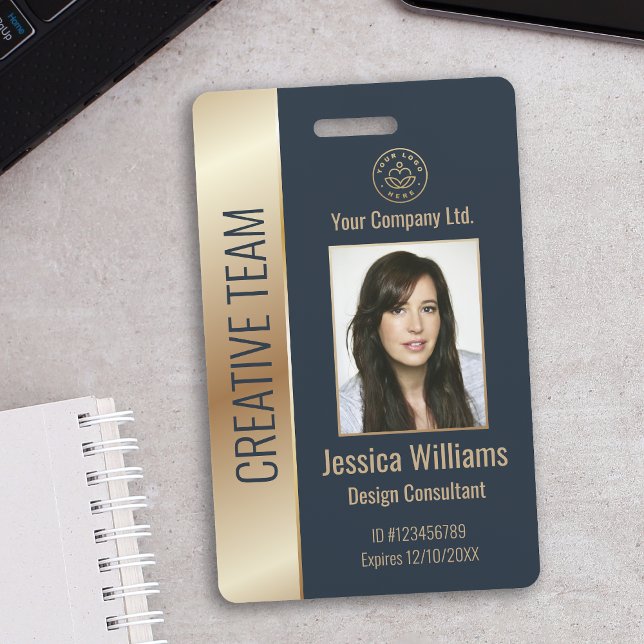 Personalized Corporate Employee Blue ID ID Badge (Creator Uploaded)