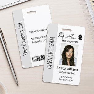 Personalized Corporate Employee ID Badge Gray