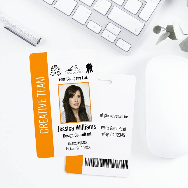 Personalized Corporate Employee ID Orange ID Badge (Creator Uploaded)
