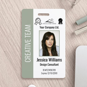 Personalized Corporate Employee ID Sage Green ID Badge