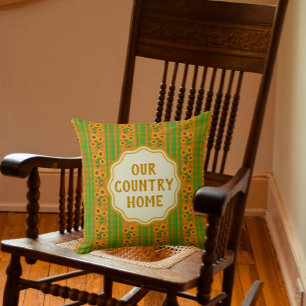 Personalized Cottage Brown Green Yellow Sunflowers Cushion