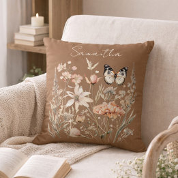 Personalized Cottagecore Floral and Butterflies Cushion