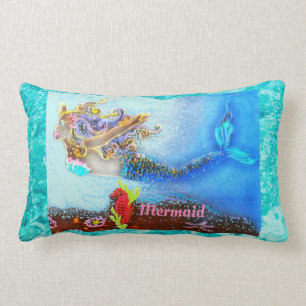 Personalized Cotton Pillow Mermaid Pastel Ocean