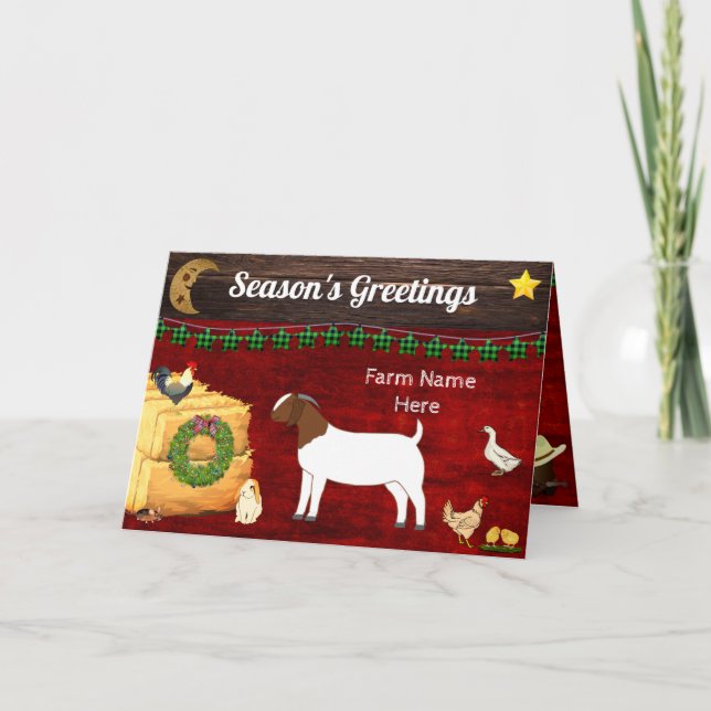 Personalized - Country Christmas Boer Goat Farm Card (Front)