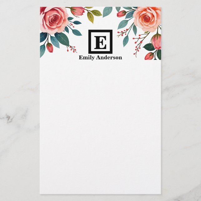 Personalized | Country Flowers Stationery (Front)