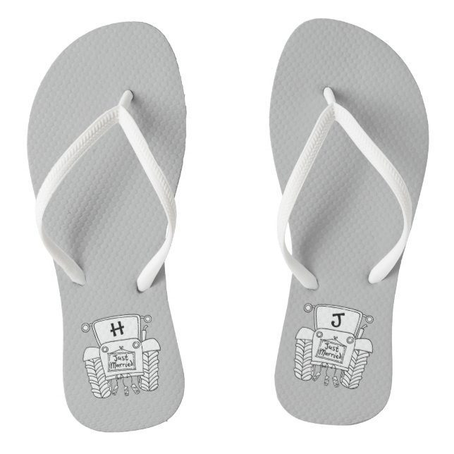 Personalized Country Wedding Tractor Flip Flops (Footbed)