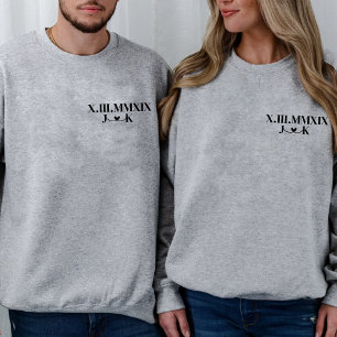 Personalized couple Anniversary date Roman Numeral Sweatshirt