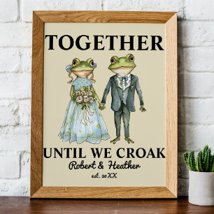 Personalized Couple Frog Illustration Anniversary Poster