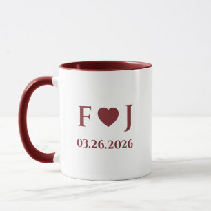 Personalized Couple Initials Love Heart & Date     Mug