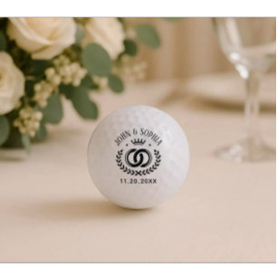 Personalized Couple Name And Date Black Color Font Golf Balls
