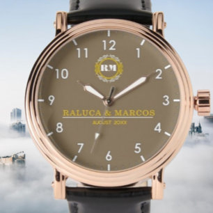 Personalized couple names minimal monogram  watch