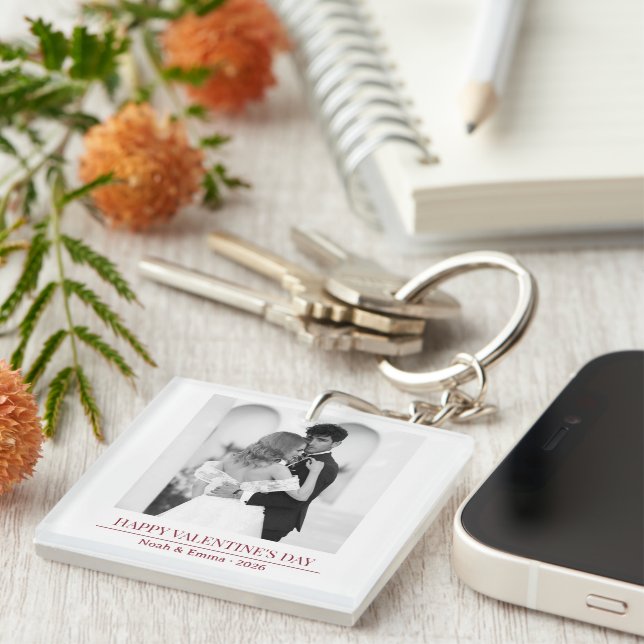 Personalized Couple Names & Year - Elegant Photo  Key Ring (Front Right)