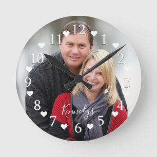 Personalized Couple Photo Wedding Anniversary Round Clock
