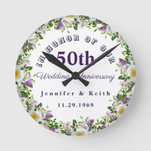 Personalized Couples 50th Wedding Anniversary Round Clock