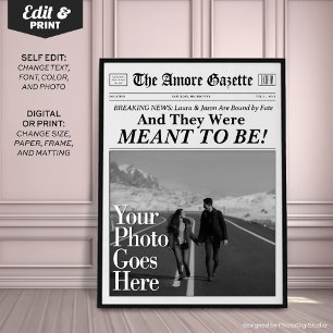 Personalized Couples Newspaper Print 'Meant to Be'
