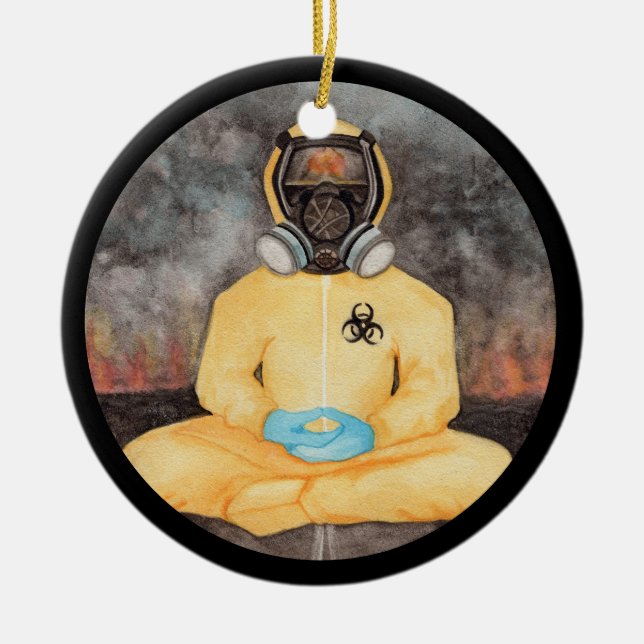 Personalized Covid Christmas Biohazard Holiday Ceramic Tree Decoration (Front)