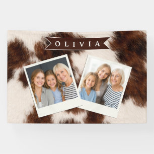 Personalized Cow Print Cowgirl Western Style Gift Banner