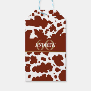 Personalized Cow Spots Print Farmer Birthday Gift Tags