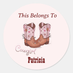 Personalized Cowgirl Name Sticker - Western Boots