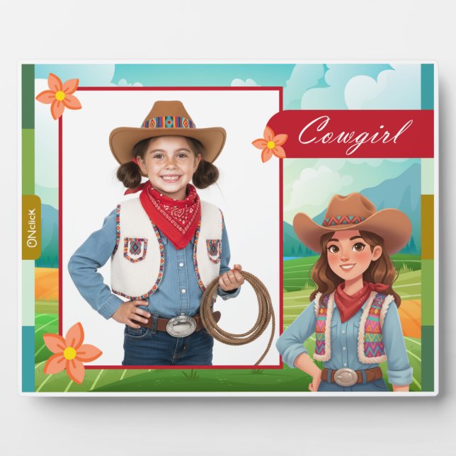 Personalized Cowgirl Tabletop Photo Plaque (Front)