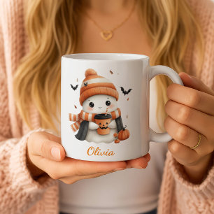 Personalized Cozy Ghost and Pumpkin Spice Autumn M Coffee Mug