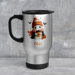 Personalized Cozy Ghost and Pumpkin Spice Autumn M Travel Mug