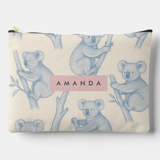 Personalized Cozy Koala Pattern Accessory Pouch (Front)