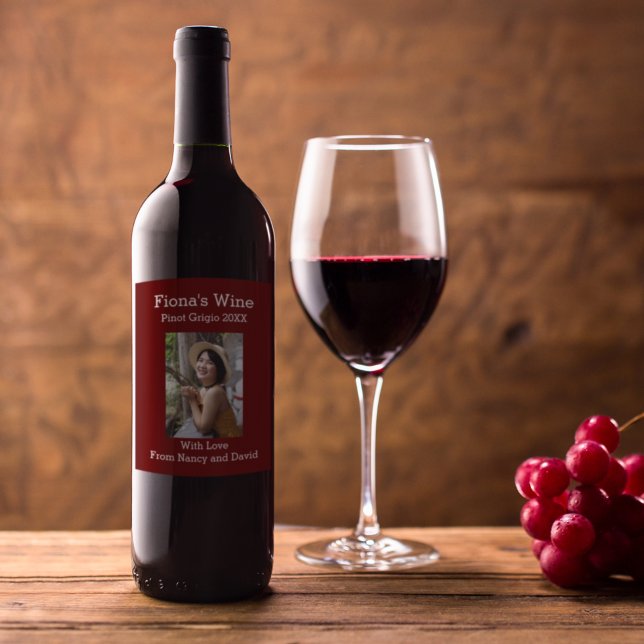 Personalized Cranberry Beautiful Woman Photo Wine Label (Creator Uploaded)
