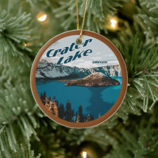 PERSONALIZED Crater Lake Oregon Ceramic Tree Decoration