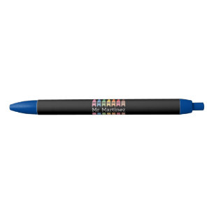 Personalized Crayon Teacher Name Cute Back School Black Ink Pen
