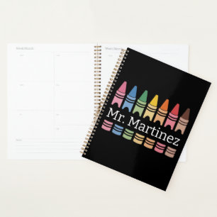 Personalized Crayon Teacher Name Cute Back School Planner