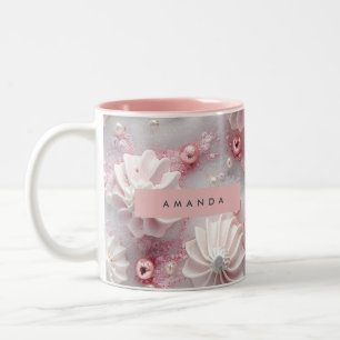 Personalized Cream Meringue & Pastel Sparkle Two-Tone Coffee Mug