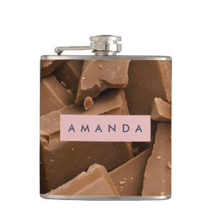 Personalized Creamy Milk Chocolate Chunk  Hip Flask