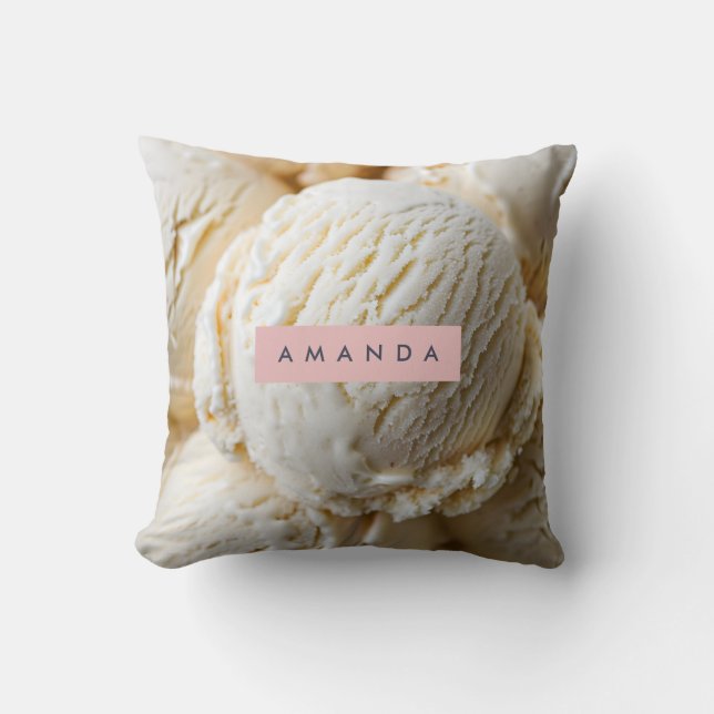 Personalized Creamy Vanilla Ice Cream  Cushion (Front)